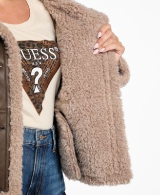 Women's Stand-Collar Faux-Shearling Coat