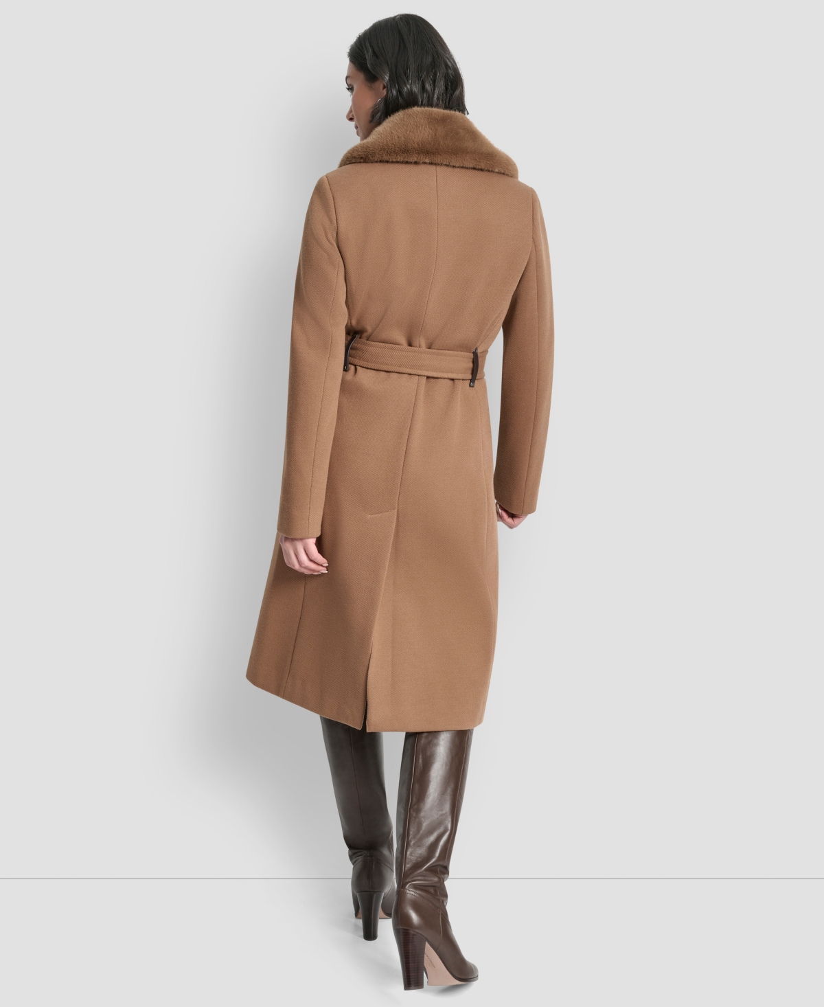 Dkny Women's Single-breasted Pillow Collar Coat In Brown