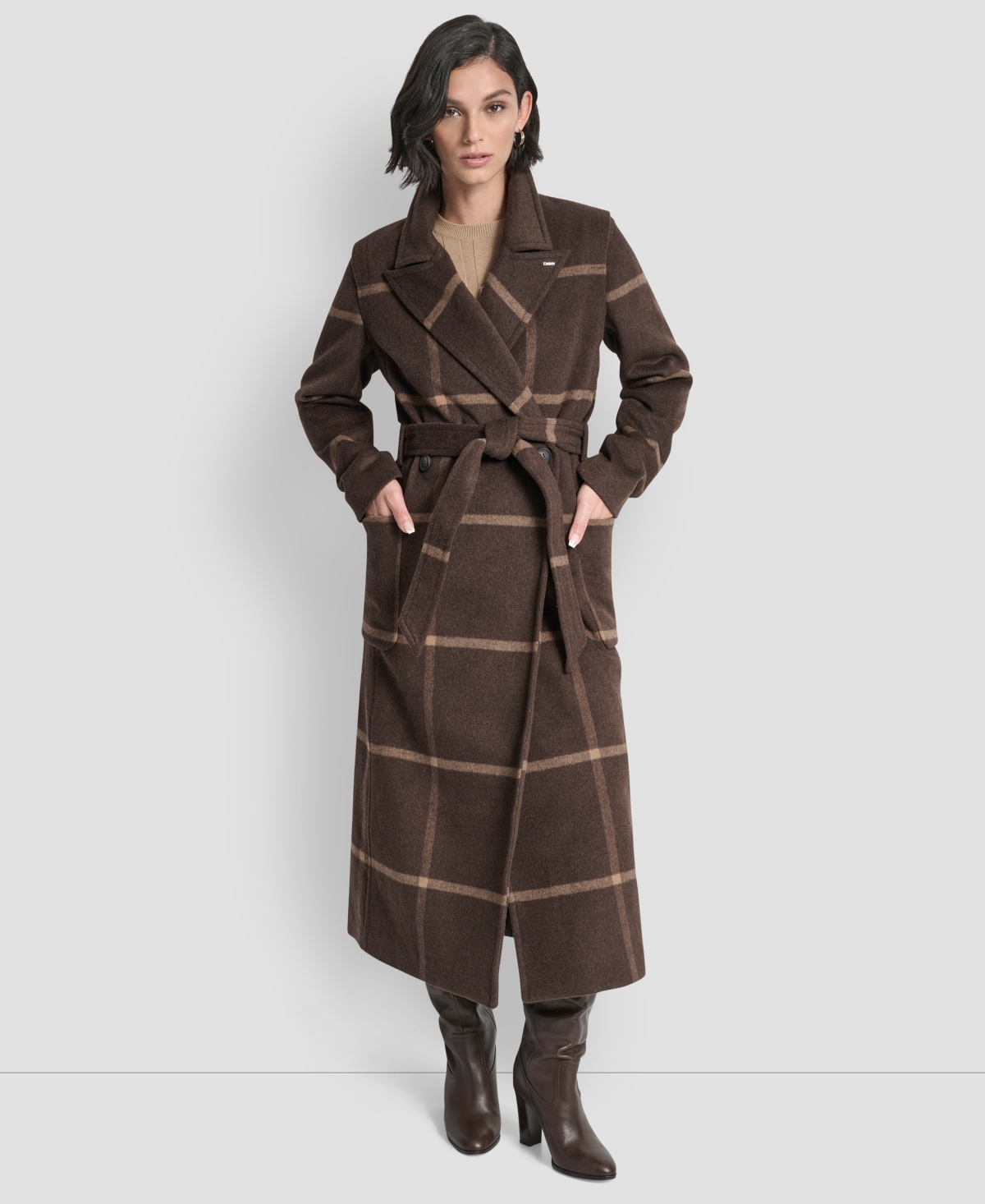 Dkny Women's Notch Collar Belted Wrap Coat