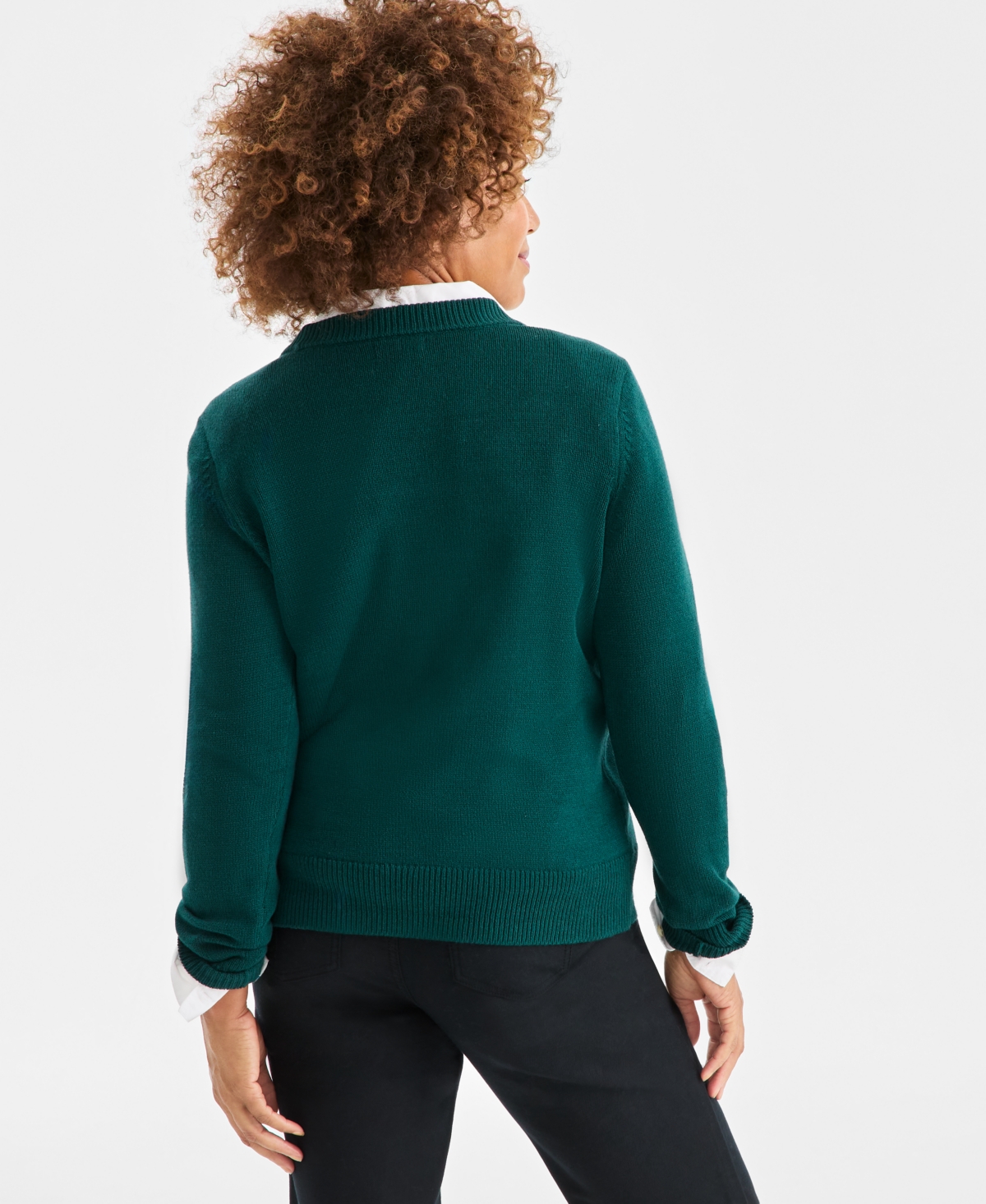 Style & Co Women's Whimsy Embroidered Sweater, Macy's Exclusive In Green