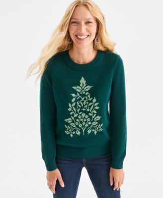Style & Co - Women's Holiday Tree Whimsy Pullover Sweater