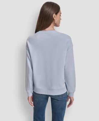 Women's Rhinestone Logo Cotton Crewneck Sweatshirt