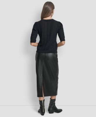 Women's Mixed Stitch Puff-Sleeve Sweater