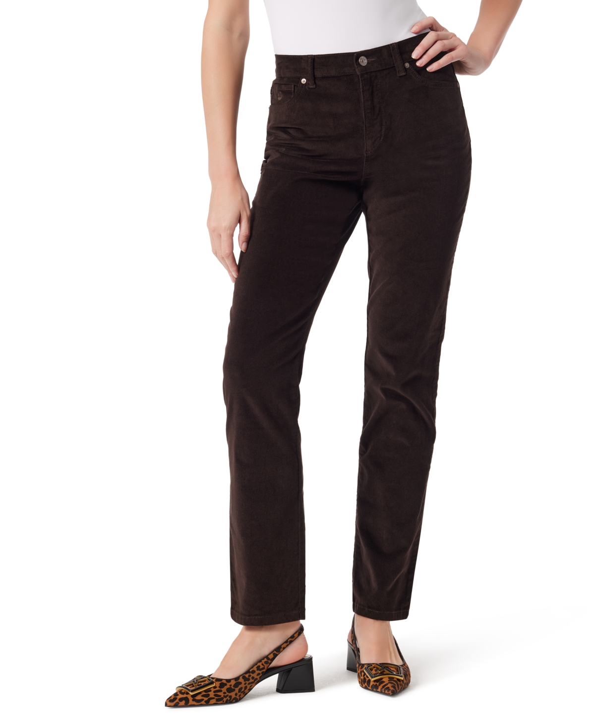 Gloria Vanderbilt Women's Amanda Cord Casual Pants In Brown