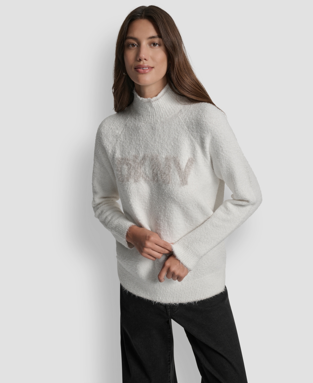 Dkny Jeans Women's Tinsel Logo Detail Sweater In Multi