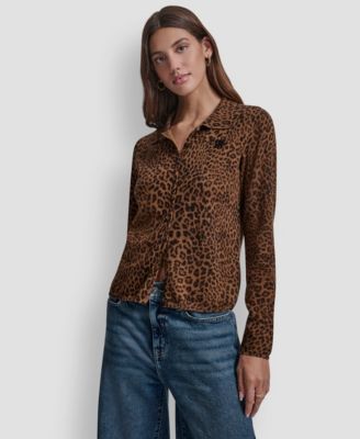 Women's Mini Leopard Print Cardigan Top