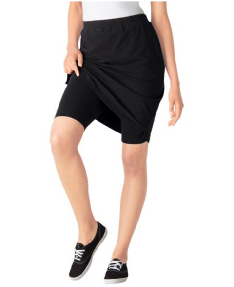 Женская юбка-шорты Woman Within Plus Size Stretch Cotton Skort, цвет: Чёрный