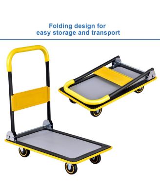 330lbs Folding Platform Cart Dolly Push Hand Truck Moving Warehouse Foldable