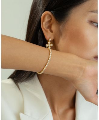 Sterling Silver 18k Gold Plated Josephine Tennis Necklace & Bracelet Set