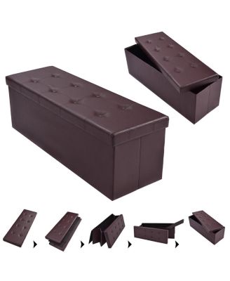 45''x15''x15'' Large Folding Storage Faux Leather Ottoman Pouffe Box Stool