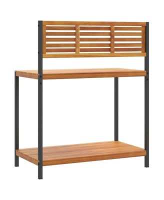 Work Table Natural Wood and Black