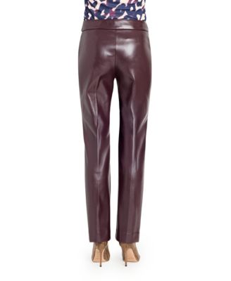 Women's Faux Leather Mid Rise Full Length Pants