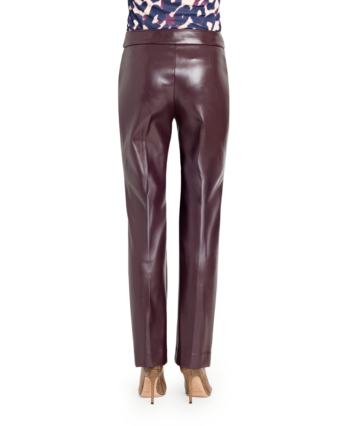 Tahari Asl Faux Leather Pants In Burgundy