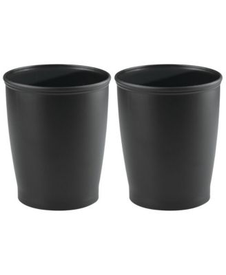 Round Plastic Bathroom Trash Cans - Set of 2 - Black - Made in USA