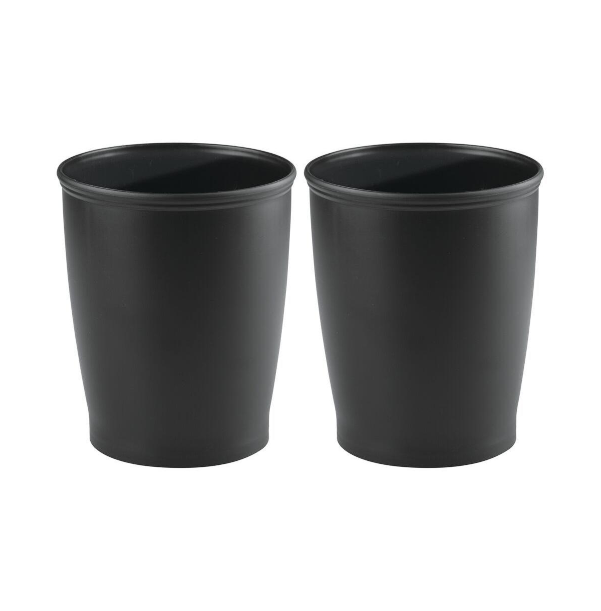 iDesign Round Plastic Bathroom Trash Cans - Set of 2 - Black - Made in Usa