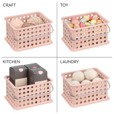 Small Stackable Shower Caddy Basket, Set of 3, Pink, Made in USA