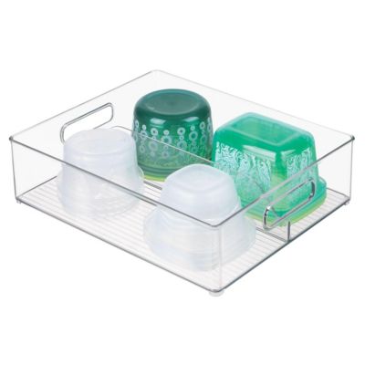 Divided Storage Bin for Fridge or Pantry, Clear, Made in USA