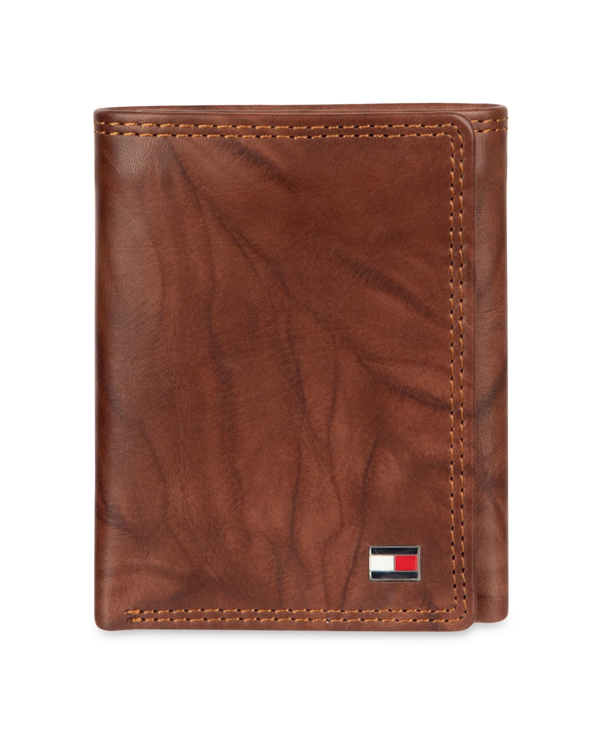 Tommy Hilfiger Men's Ribbon Striped Trifold Wallet In Brown