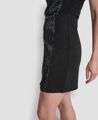 Women's Sequin Panel Mini Ponte Skirt
