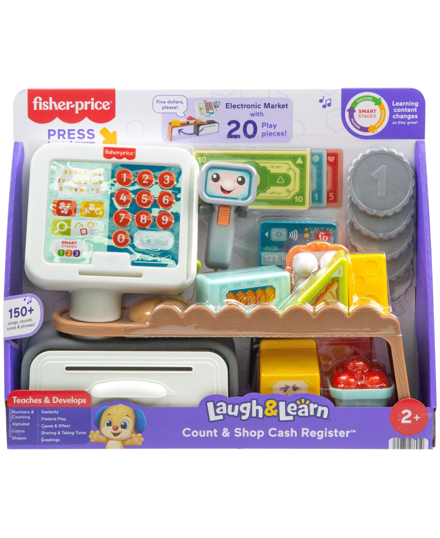 Детские игрушки Fisher Price Count & Shop Electronic 20-Piece Cash Register, Ages 2+ — фото 6