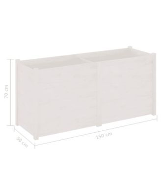 Garden Planter White Solid Pinewood Large Durable