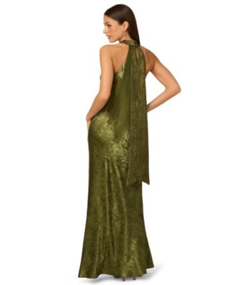 Women's Folied-Chiffon Halter Gown