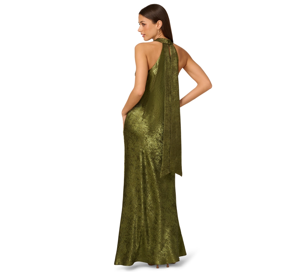 Adrianna Women's Folied-chiffon Halter Gown In Green