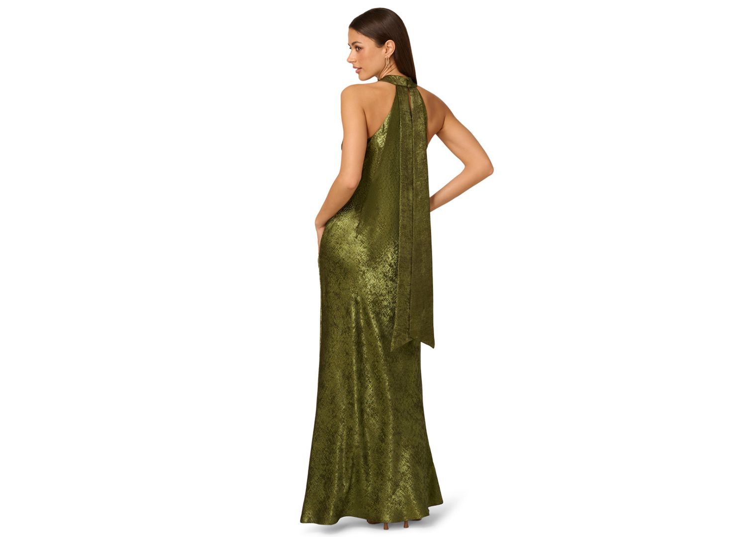 Women's Folied-Chiffon Halter Gown