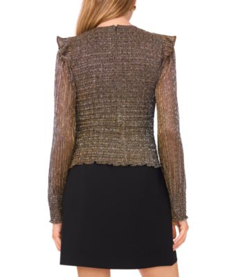 Women's Long Sleeve Smocked Body Blouse