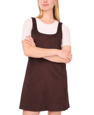 Women's Faux-Suede Sleeveless Short Shift Dress