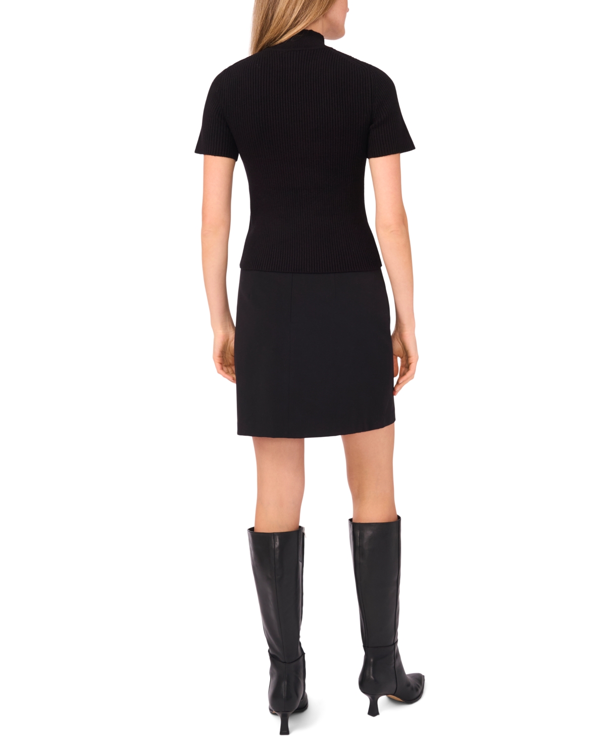 1.state Women's Short Sleeve Turtleneck Sweater In Black