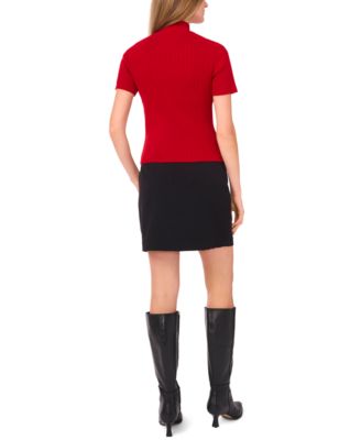 Women's Short Sleeve Turtleneck Sweater