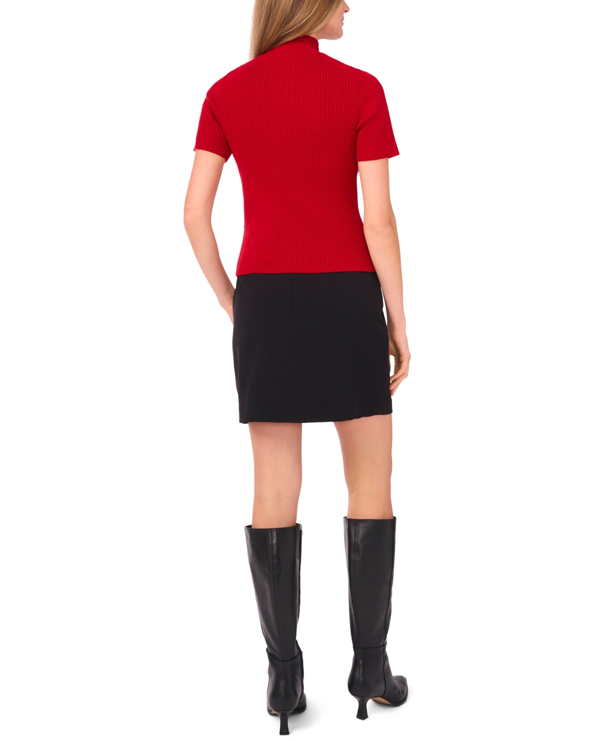 1.state Women's Short Sleeve Turtleneck Sweater