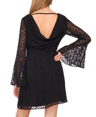 Women's Cowl Back Bell Sleeve Mini Dress