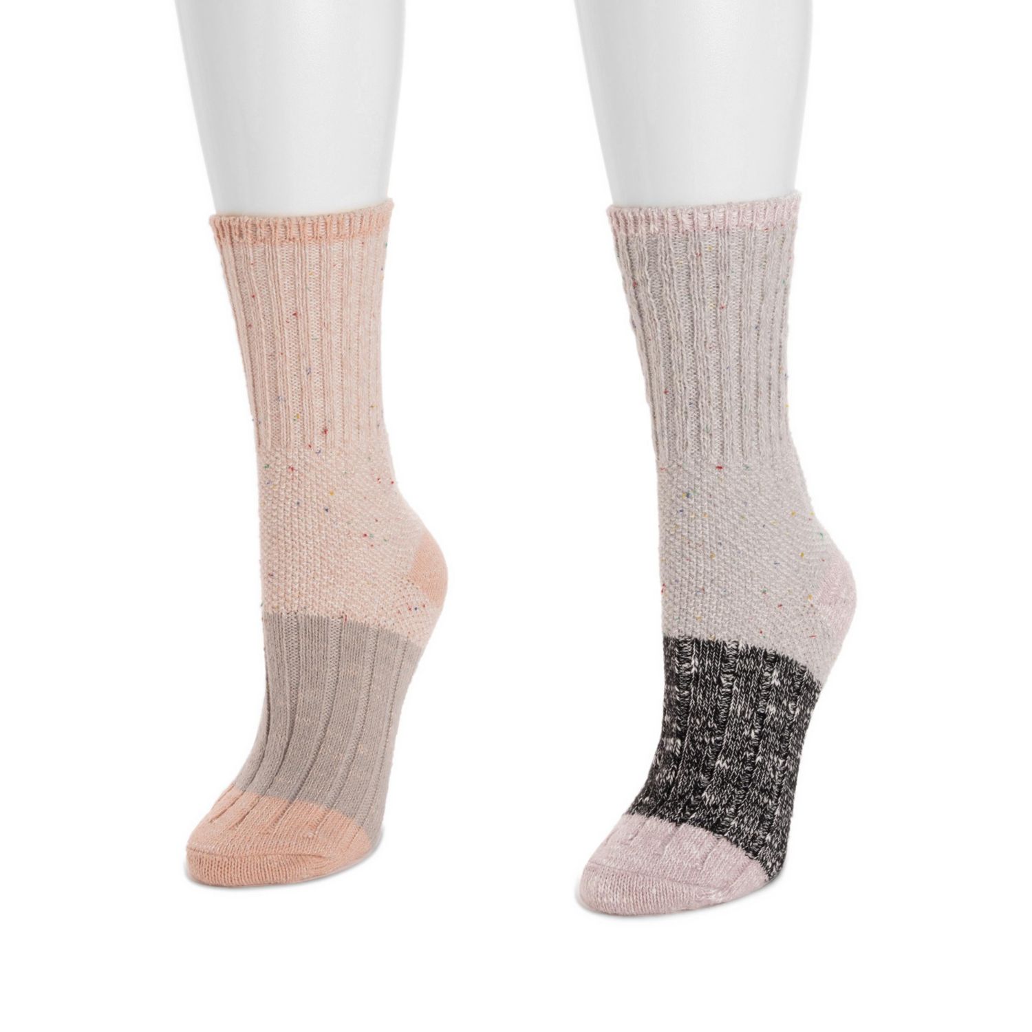 Women's 2 Pair Pack Single Layer Color block Texture Socks