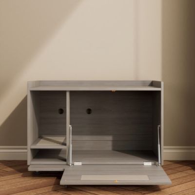 Gray Hidden Litter Box Cabinet Storage Bench
