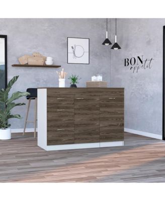 D x  45.8 W x  33.4 H Grecia Kitchen Island White / Dark Walnut MDF