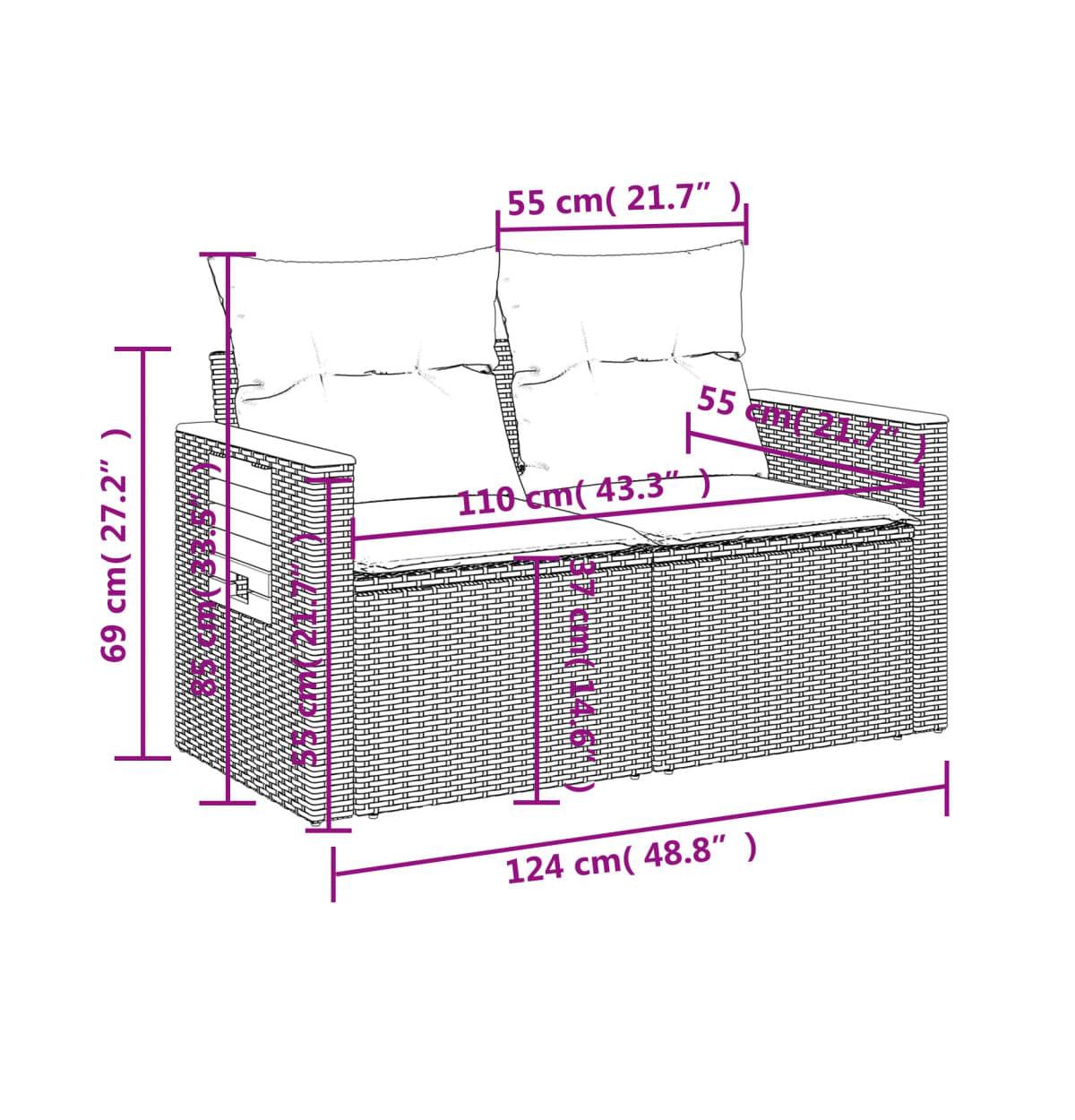 vidaXL Garden Sofa Black