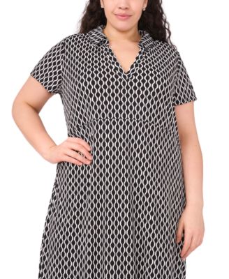 Plus Size Short Sleeve Printed Maxi Dress