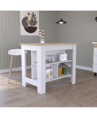 Cala Kitchen Island White / Light Oak MDF