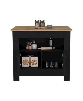 Arlet Kitchen Island Black/Macadamia MDF