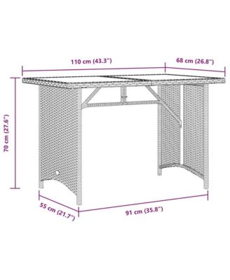 Garden Table Brown PE Rattan 43.3 x 26.8 in
