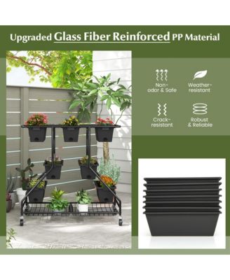 3-tier Vertical Raised Garden Bed w/ 7 Planter Boxes Drainage Holes Storage Shelf