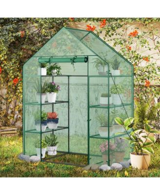 Portable Mini Walk In Outdoor 4 Tier 8 Shelves Greenhouse