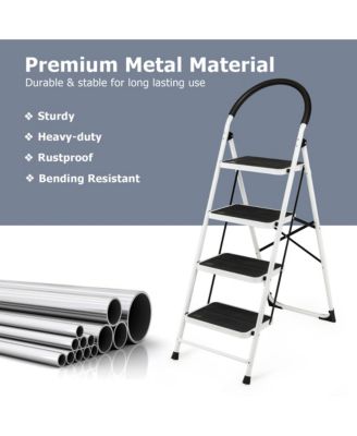 4 Step Ladder Folding Stool Heavy Duty 330Lbs Capacity Industrial Lightweight