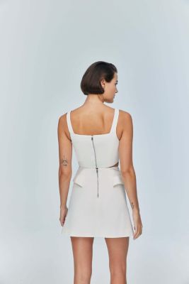 Women's Ron 3D Denim Mini Skirt - Unique White Asymmetrical