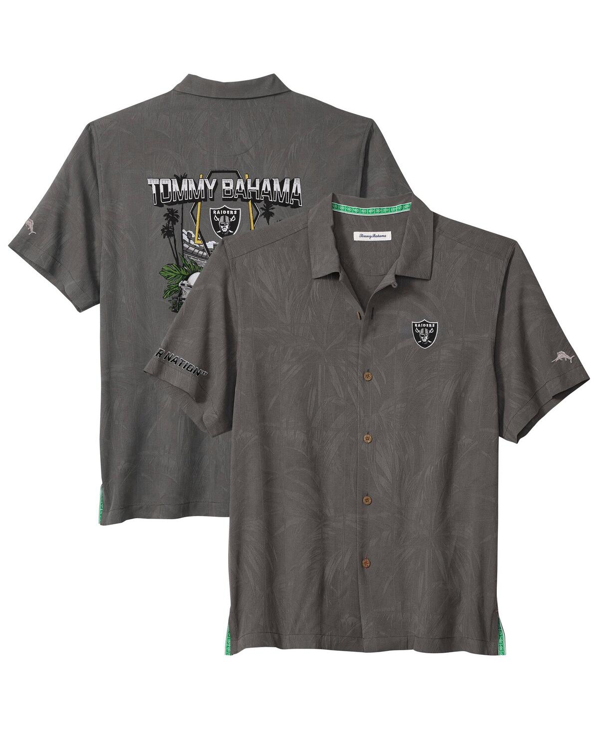 Tommy Bahama Men's Gray Las Vegas Raiders Endzone Paradise Coolmax Button-up Shirt In Gray