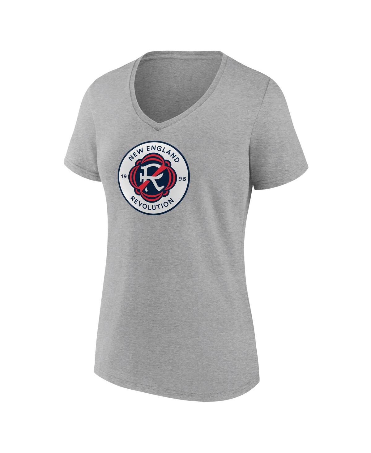 Fanatics Women's Steel New England Revolution Logo V-neck T-shirt In Gray