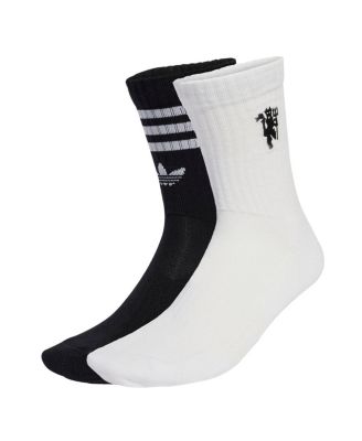 adidas - Men's and Women's White/Black Manchester United Two-Pack Crew Socks Set