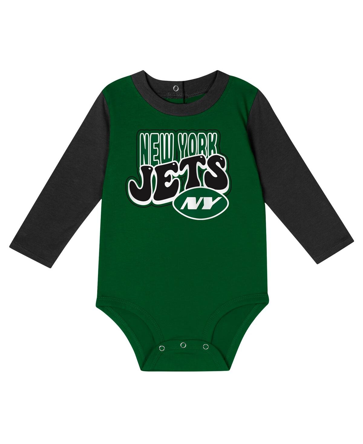 Outerstuff Baby Boys and Girls New York Jets Double Up Long Sleeve Bodysuit Pants Set